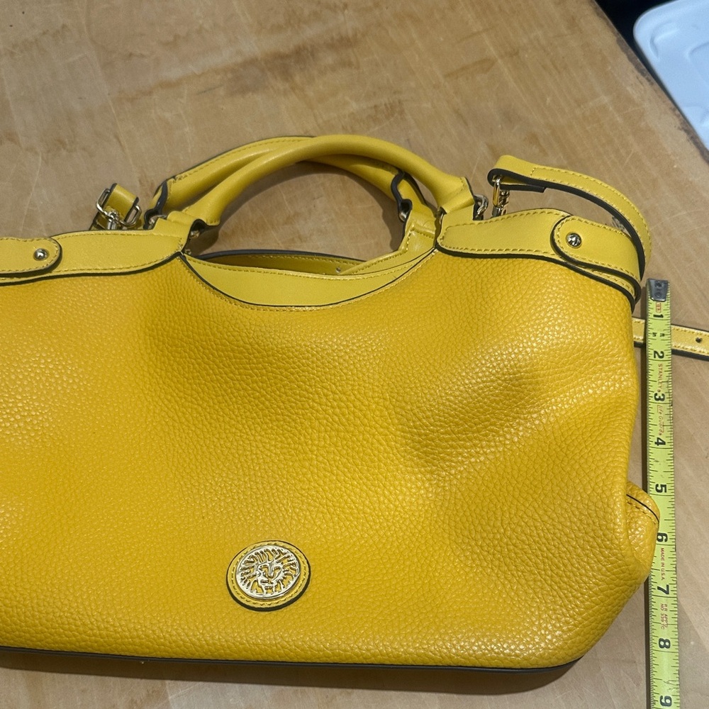 Anne Klein Yellow Pebbled Leather Satchel